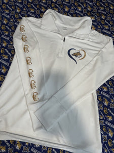 BOBCAT WOMENS 1/4 ZIP WHITE HEART LOGO