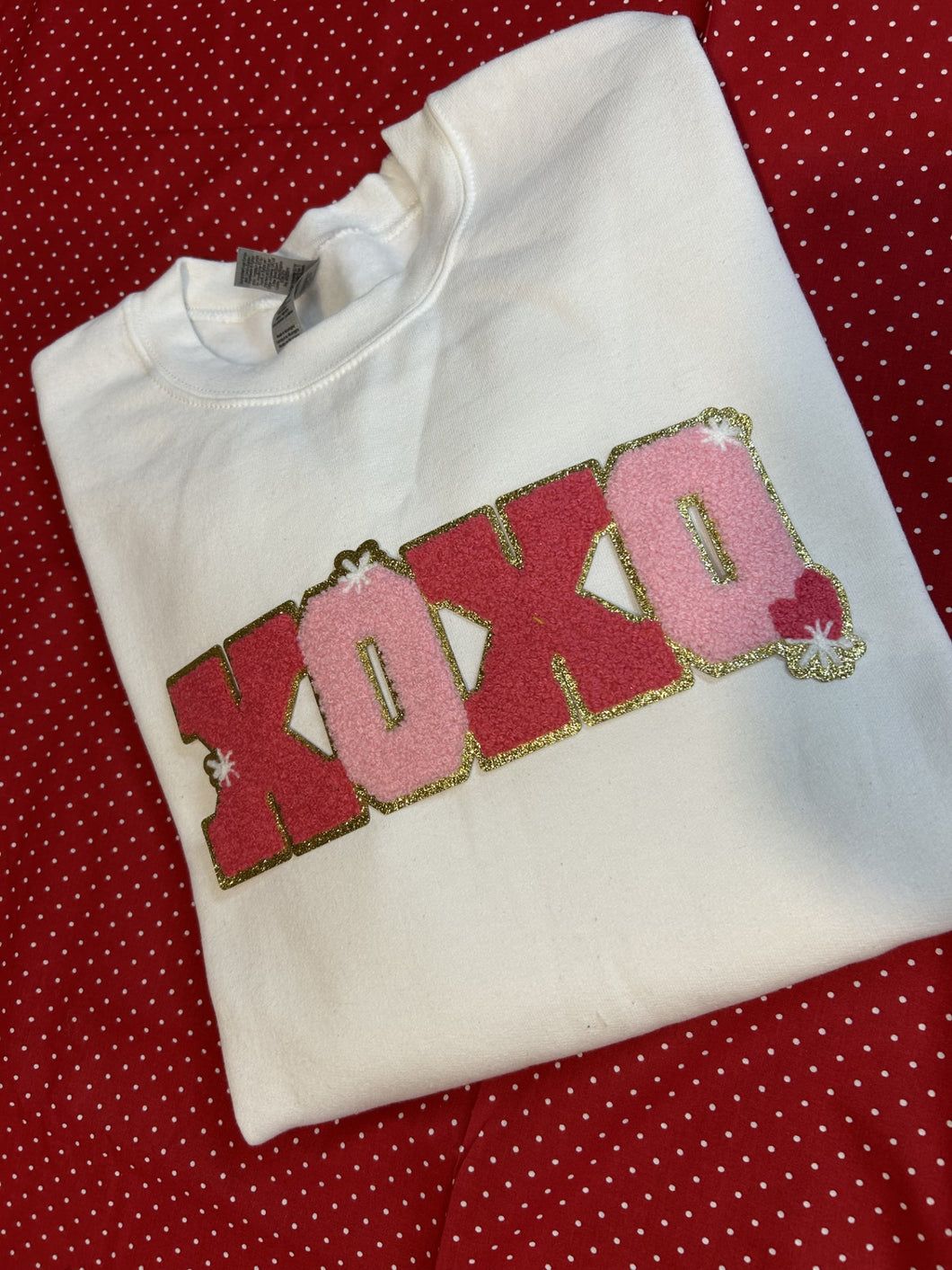 XOXO Pink on White Crewneck
